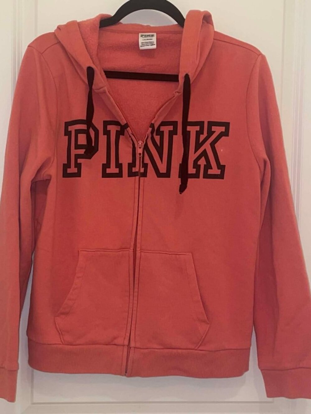 PINK Victoria’s Secret Zip Up Hoodie Vintage Orange, Size L